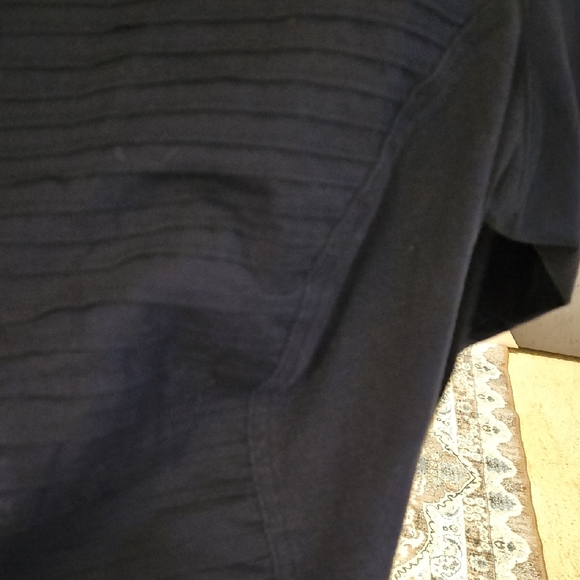 Zac & Rachel Dark Blue Pleated Button DownWith Stretchable Soft Cotton Sides. - Picture 3 of 5